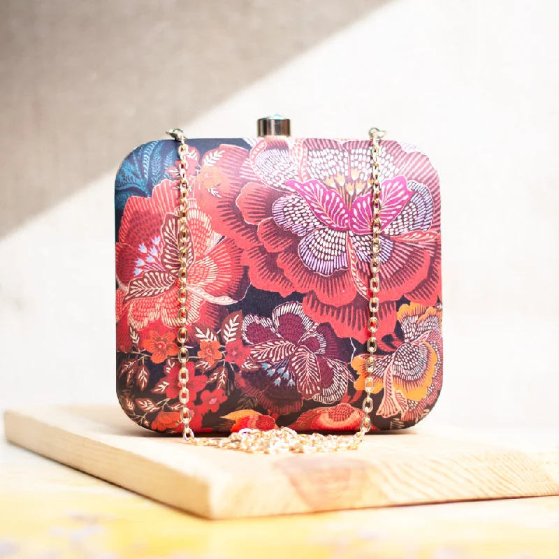 Women's Metallic Leather Clutch in Rose Gold for Valentine's DateArtklim Floral Printed Clutch