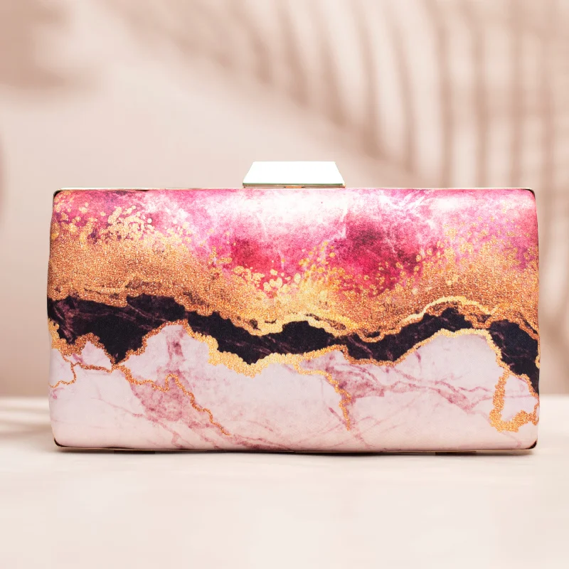 Mirrored Clutch in Silver for Futuristic - Themed GatheringsPink And Black Resin Printed Clutch