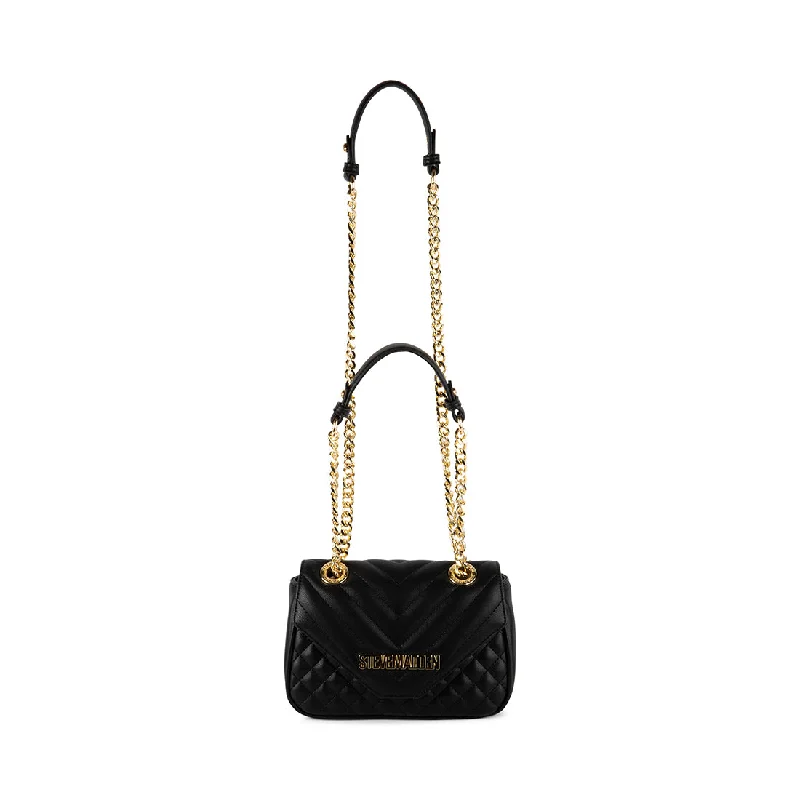 Pvc Shoulder Bag in Clear with Glitter for a Fun and Modern LookBINARA BLACK