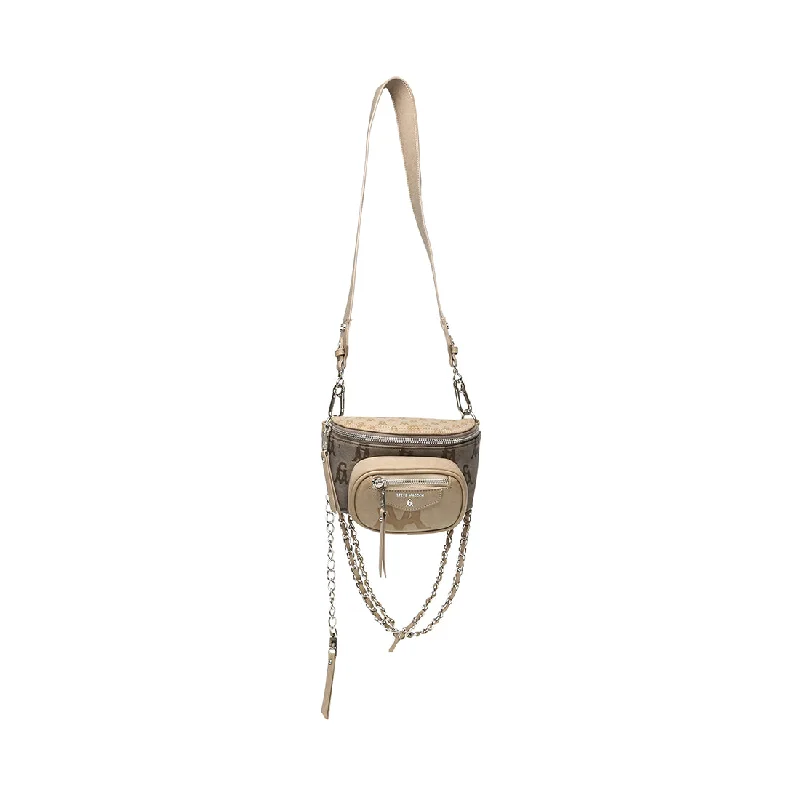 Embroidered Denim Shoulder Bag in Blue for a Vintage VibeBMINIMUM TAUPE