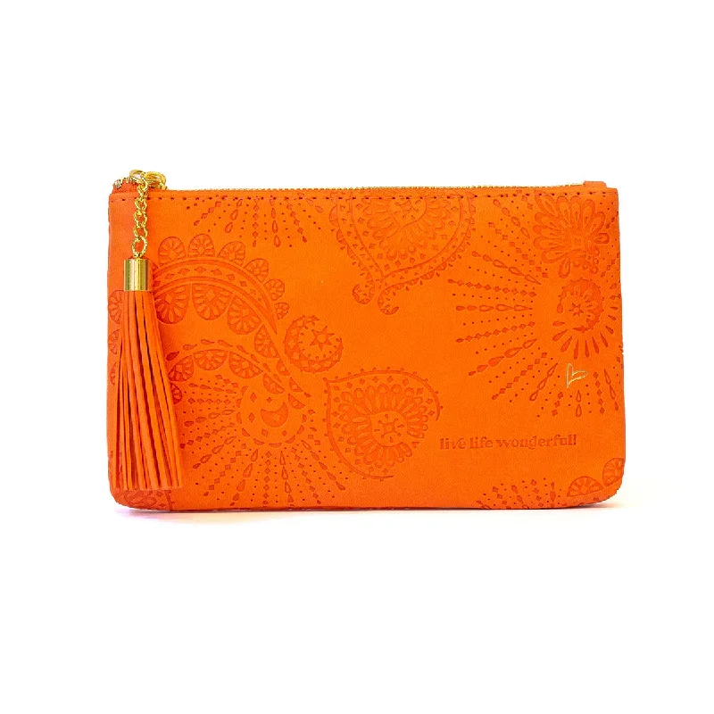 Women's Small Beaded Clutch in Silver for New Year's Eve PartyLive Life Wonderful Essentials Purse - Citrus