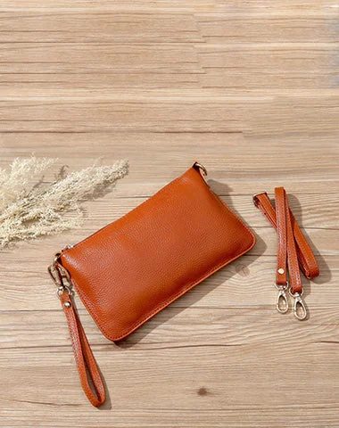 Women's Crossbody Bag with Adjustable Strap in Orange for Customizable ComfortDark Orange Leather Wristlet Wallet Womens Small Minimalist Shoulder Purse Zip Crossbody Purse Slim Shoulder Bag for Women