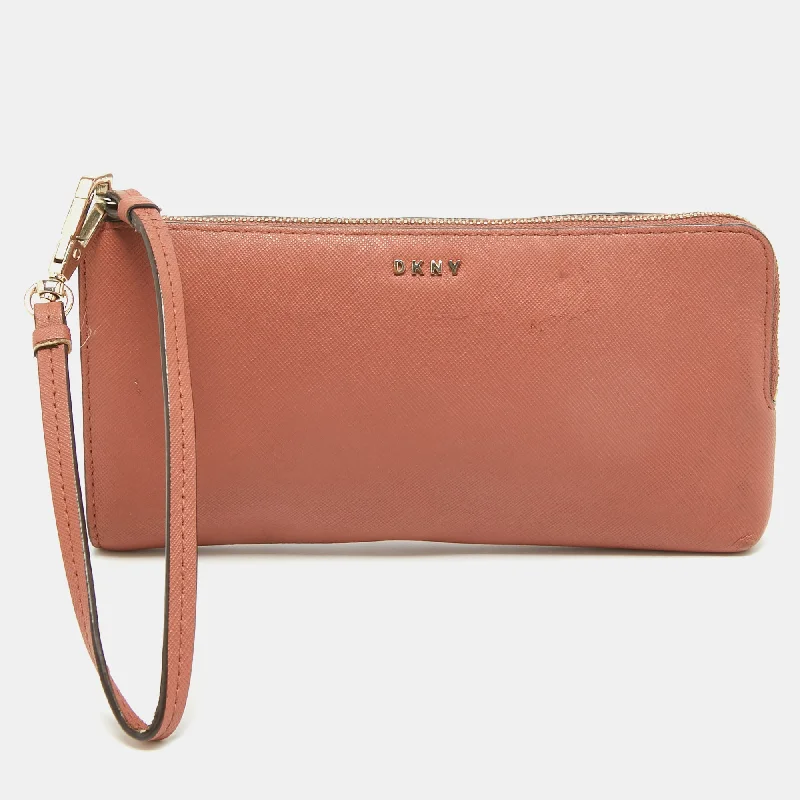 Floral - Printed Satin Clutch in Pink for Spring GalasDkny Old Rose Leather Zippy Wristlet Clutch