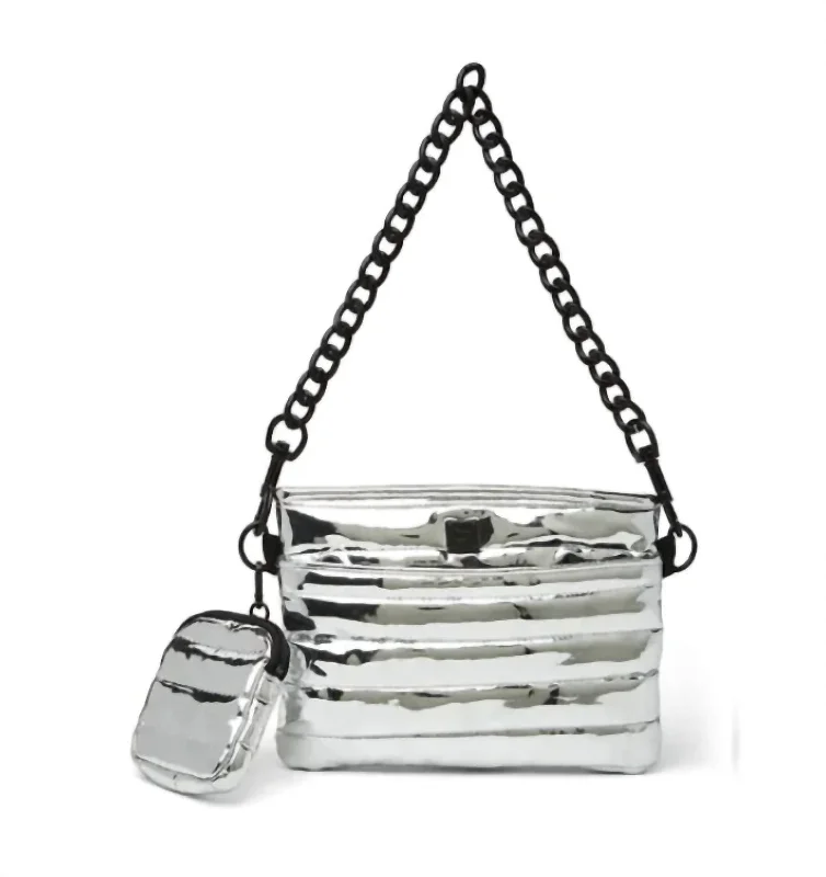 Women's Small Leather Crossbody Bag in Black with Gold Hardware for Evening PartiesDowntown Crossbody In Silver Mirror