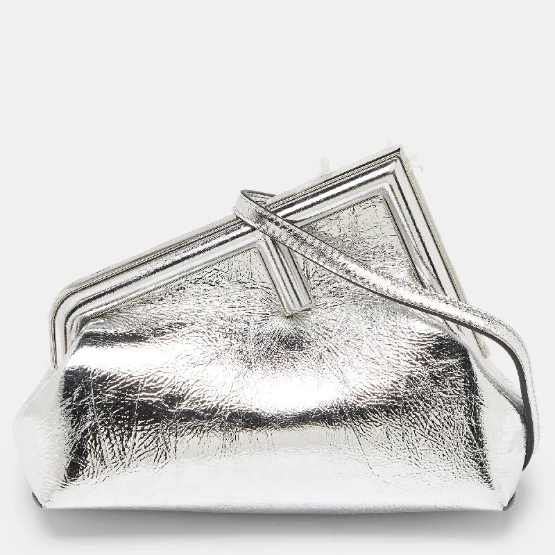 Snake - Skin Effect Clutch in Green for Exotic PartiesFendi Silver Laminated Leather Small First Clutch