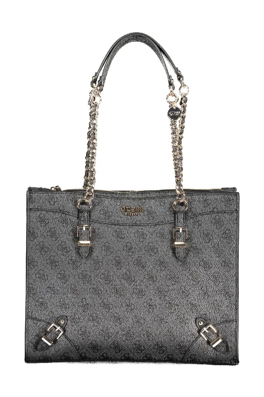 Shoulder Bag with Chain Strap in Silver for a Trendy AppearanceGuess Jeans Chic  Chain Handled Shoulder Women's Bag