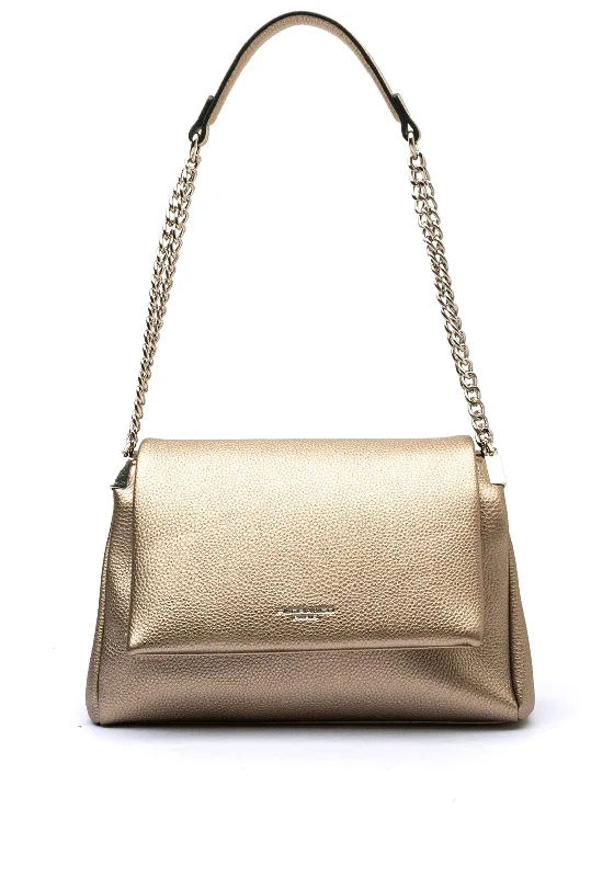 Metallic Shoulder Bag in Gold for Special OccasionsZen Collection Pebbled Chain Shoulder Bag, Gold Taupe