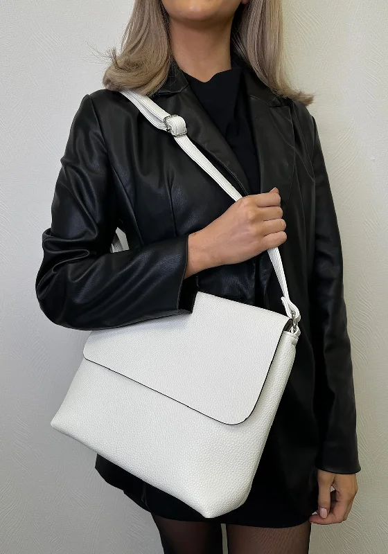 Quilted Shoulder Bag in Cream for a Classic and Elegant LookZen Collection Pebbled Shoulder Bag, White