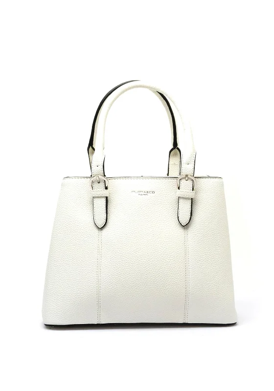 Pvc Shoulder Bag in Clear with Glitter for a Fun and Modern LookZen Collection Pebbled Grain Structured Grab Bag, White