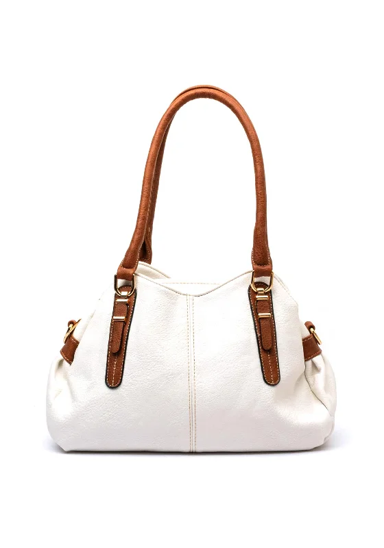 Pvc Shoulder Bag in Clear with Glitter for a Fun and Modern LookZen Collection Tan Contrast Trim Hobo Bag, White