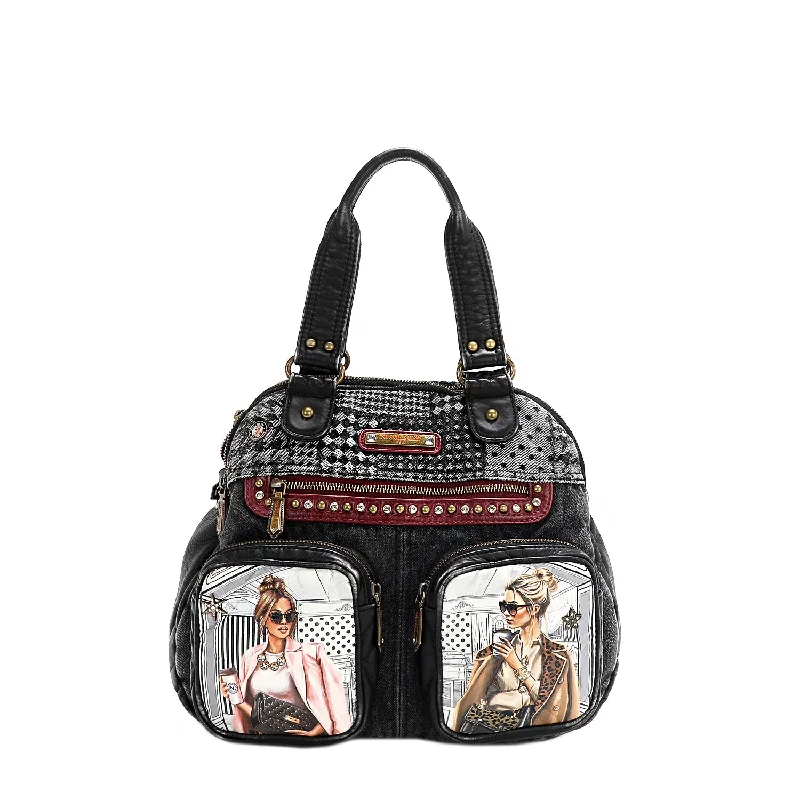 Crossbody Shoulder Bag in Black Leather with Gold Hardware for Night OutsLADIES NIGHT OUT DENIM SHOULDER BAG