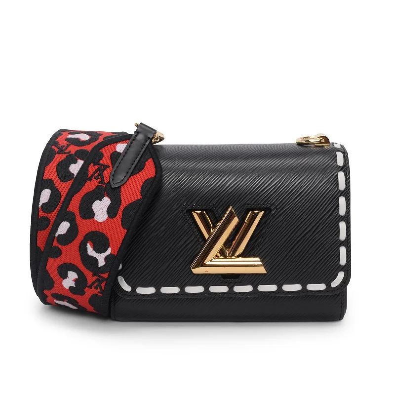 Women's Canvas Shoulder Bag in Navy with Striped Pattern for Beach TripsLouis Vuitton Black Epi Wild at Heart Twist PM