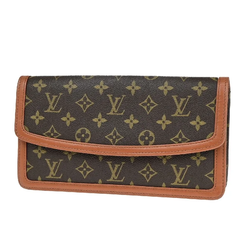 Women's Monogrammed Leather Clutch in Tan for Personalized StyleLouis Vuitton Pochette Dame  Canvas Clutch Bag (Pre-Owned)