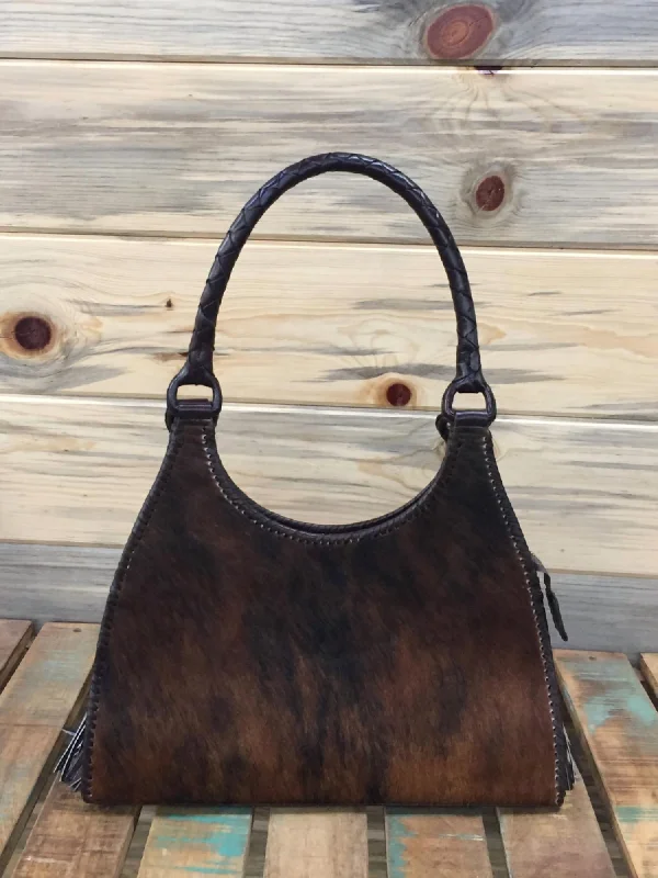 Leather Shoulder Bag with Magnetic Closure in Black for Quick AccessLuna Brindle Chica Purse In Brown