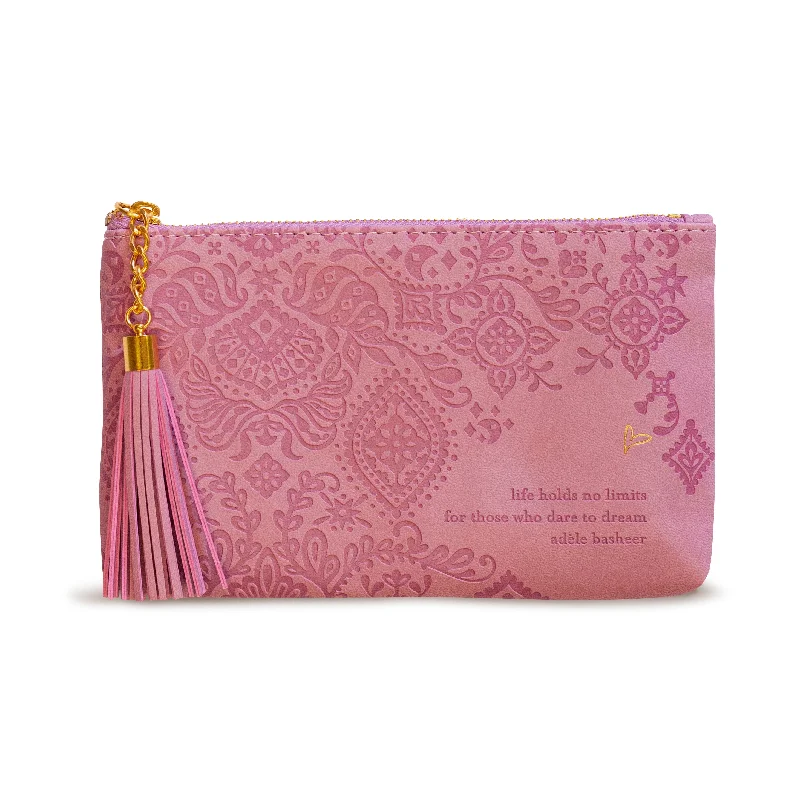 Women's Metallic Leather Clutch in Rose Gold for Valentine's DateDare to Dream Essentials Purse - Moonlit Mauve Purple