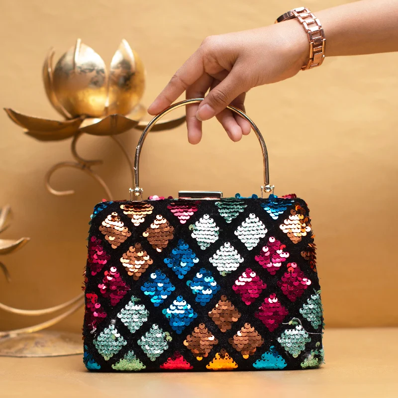 Women's Lizard - Print Clutch in Brown for a Chic LookMulticolor Sequins Embroidery Clutch