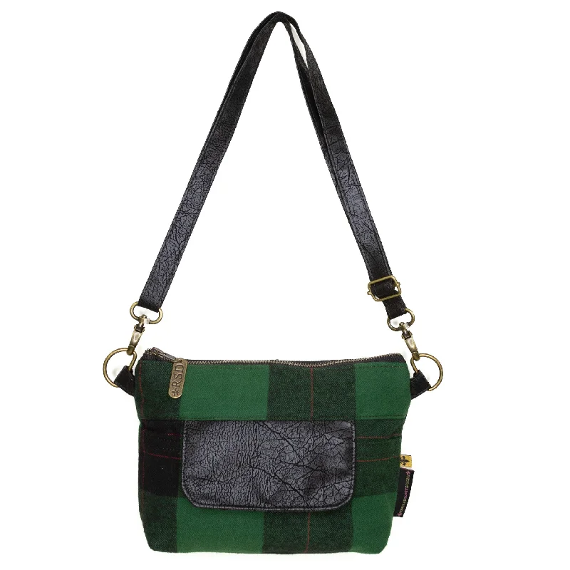 Women's Crossbody Bag with Multiple Compartments in Gray for Organized Daily UseOlivia: Designer's Closet Green Plaid