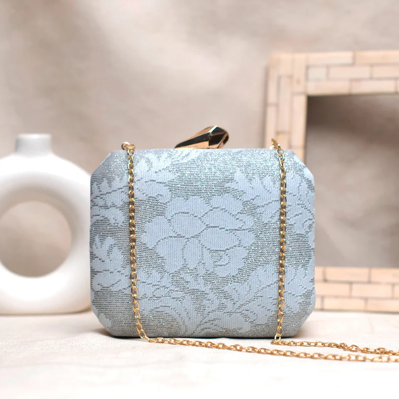 Women's Lizard - Print Clutch in Brown for a Chic LookPastel Blue Floral Pattern Clutch