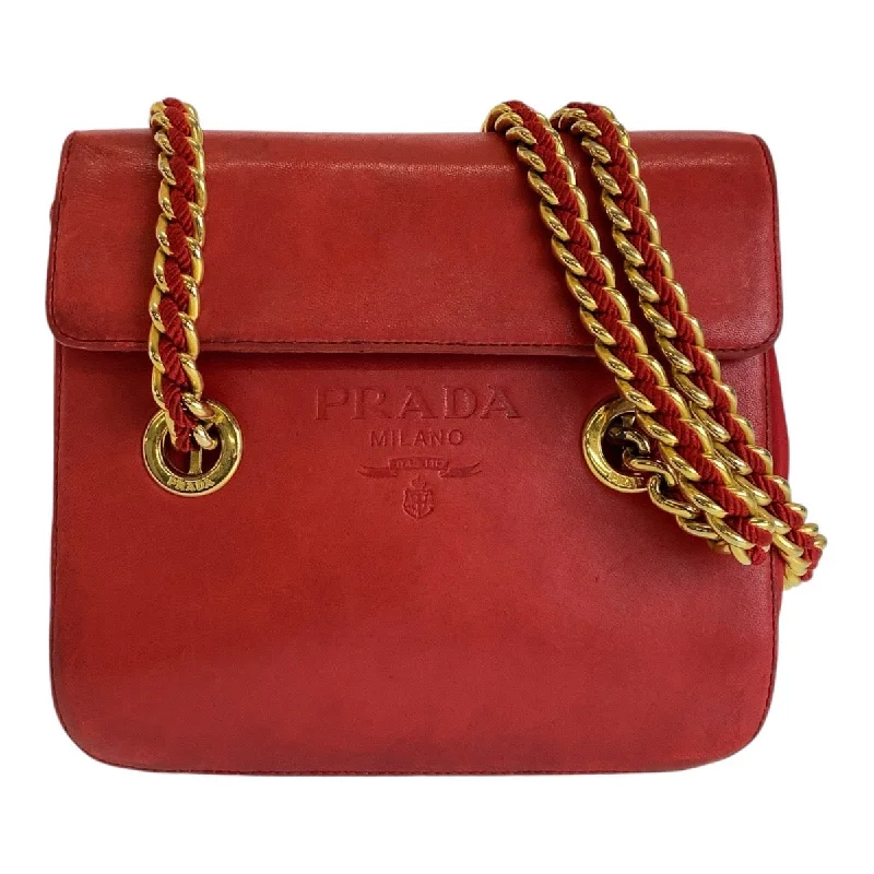 Geometric - Printed PVC Crossbody Bag in Multicolor for Trendy Street StylePrada Vintage Red Leather Chain Shoulder Bag