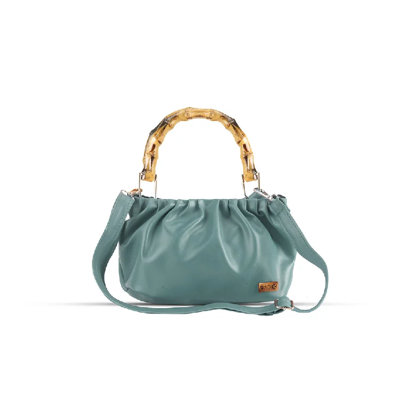 Crossbody Shoulder Bag in Black Leather with Gold Hardware for Night OutsROSE AQUA GREEN