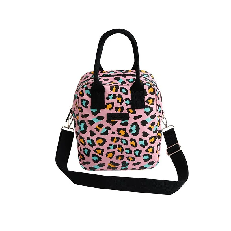 Women's Shoulder Bag with Zippered Pockets in Orange for SafetySoGood Candy Utility Bag | Playful Leopard