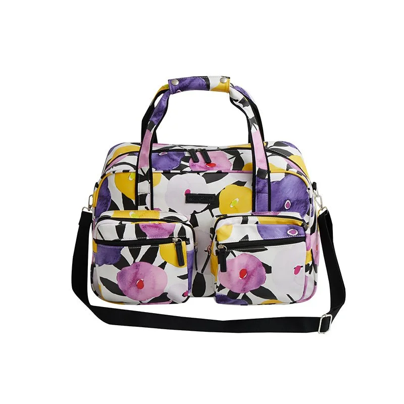 Women's Shoulder Bag with Floral Embroidery in Purple for Spring WalksSoGood Candy Weekender Bag | Abstract Poppies