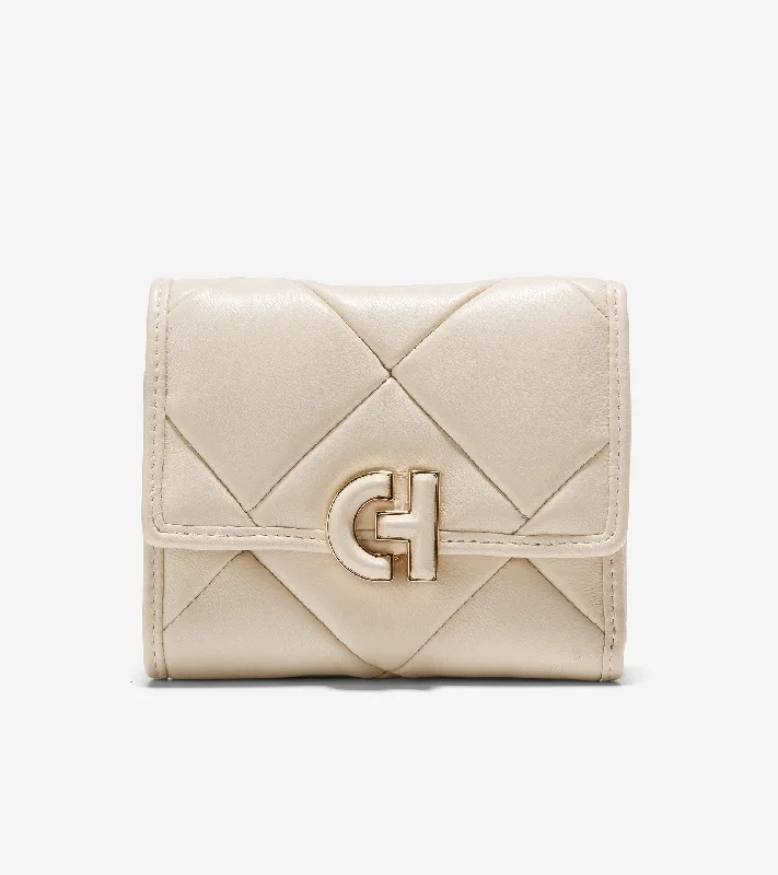 Quilted Design Women's Wallet with Coin Pocket in Beige for a Sophisticated LookBryant Trifold Wallet