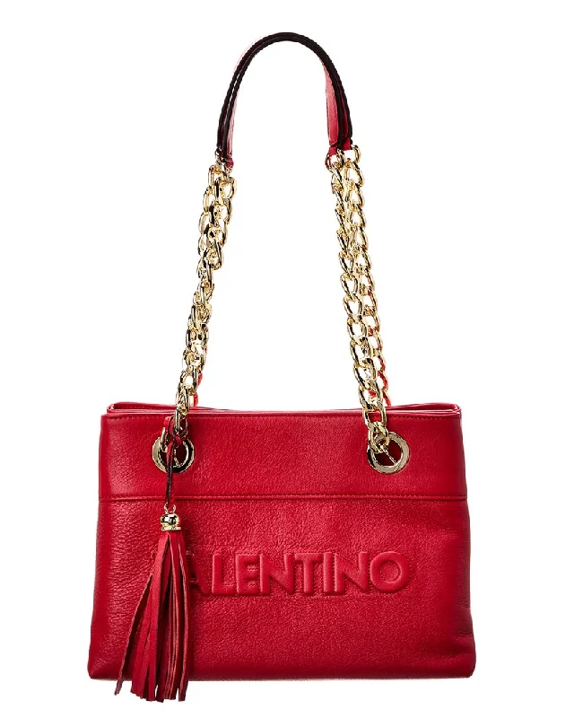 Canvas and Leather Combo Shoulder Bag in Tan for a Rustic LookValentino by Mario Valentino Kali Embossed Leather Shoulder Bag