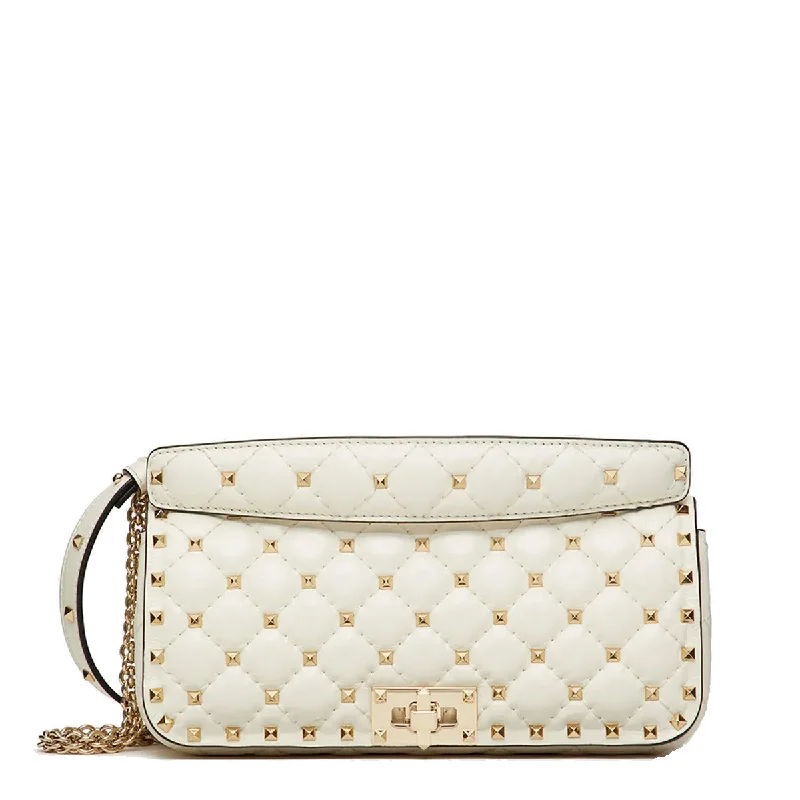 Shoulder Bag with Geometric Pattern in Multicolor for a Contemporary StyleSpike Baguette Bag, Ivory