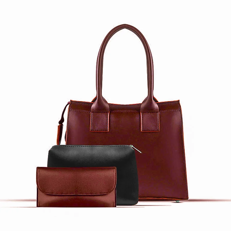 Leather Shoulder Bag with Magnetic Closure in Black for Quick AccessVIVAN MAROON