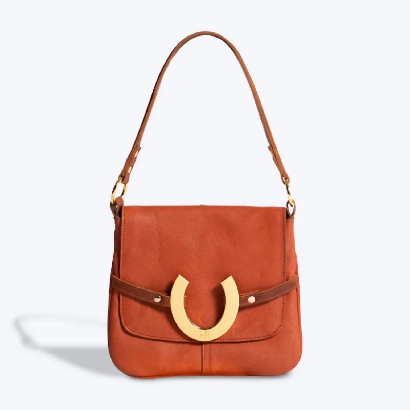 Women's Shoulder Bag with Zippered Pockets in Orange for SafetyWomen's Hunter Bag In Cognac