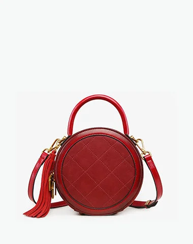 Women's Crossbody Bag with Chain Strap in Gold for a Glamorous TouchWomens Red Leather Round Handbag Small Crossbody Purse Round Shoulder Bag for Women