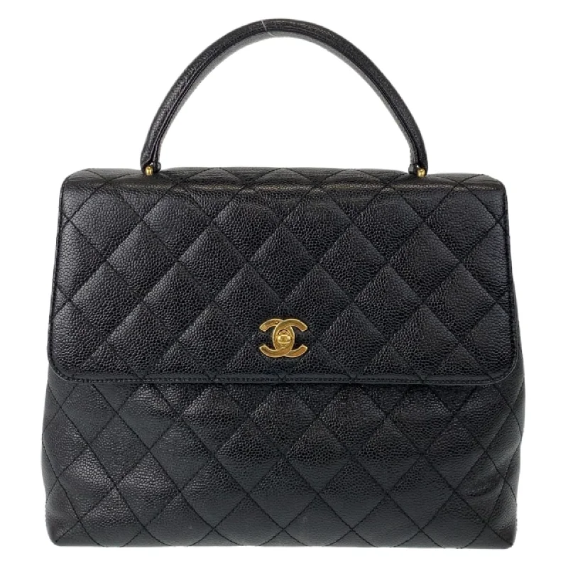 Monogrammed Women's Satchels in Navy for Personalized EleganceChanel Vintage Caviar Skin Top Handle Handbag