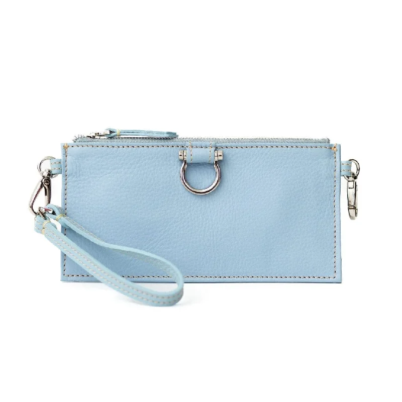 Silver Sky Blue Oil Leather