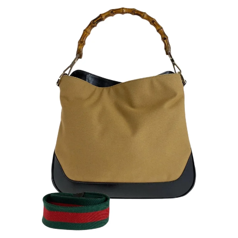 Retro - Style Women's Satchels in Mustard Yellow for Vintage LoversGucci Bamboo Canvas Leather Hobo Bag