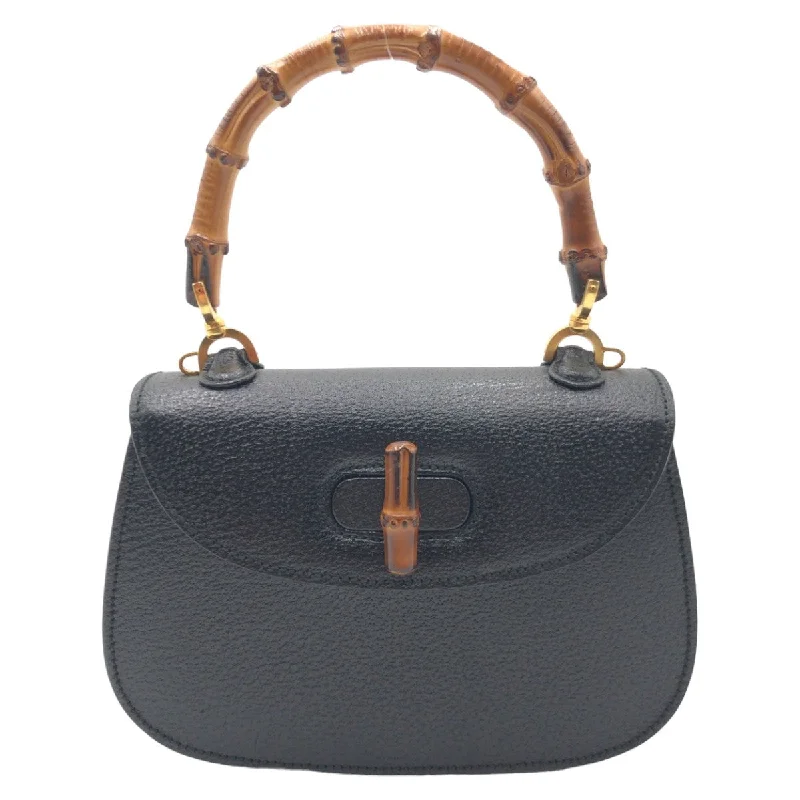 Convertible Handle Women's Satchels in Olive Green for Versatile UseGucci Bamboo Leather Handbag Black