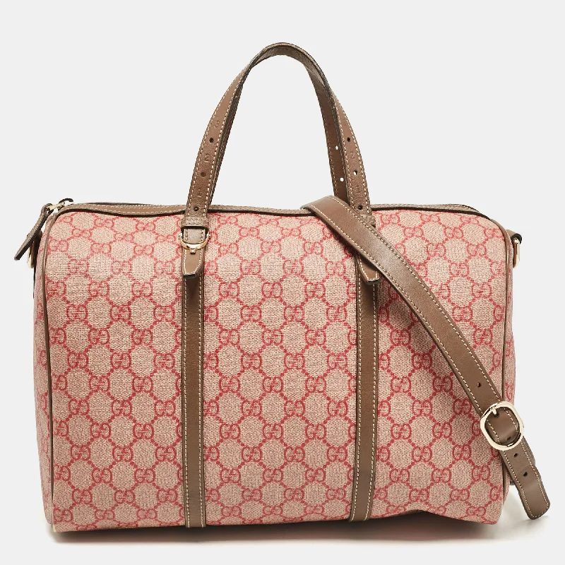 Plus - Size Women's Satchels in Brown with Spacious CompartmentsGucci Brown/red Gg Supreme Canvas Medium Nice Boston Bag