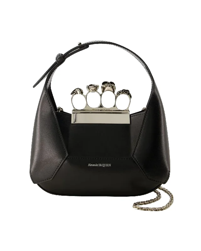 Chain - Strap Women's Satchels in Silver for a Glamorous Night - OutJewelled Hobo Mini Bag - Alexander Mcqueen - Leather - Black