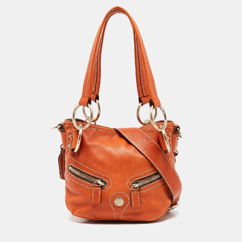 Embroidered Floral Women's Satchels in White for Spring and SummerLancel Orange Leather Pocket Hobo