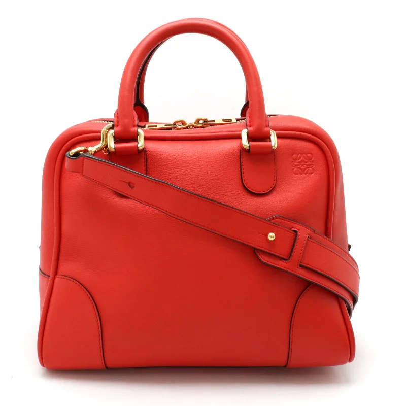 Studded Trim Women's Satchels in Red for a Punk - Inspired EdgeLoewe Anagram Amazona 75 Medium Leather Handbag