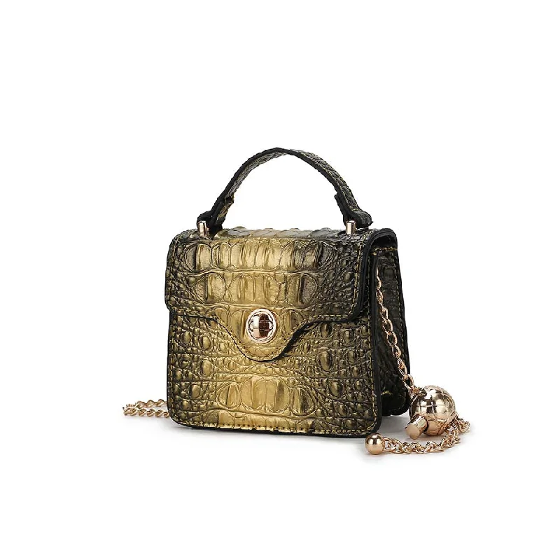 Animal - Print Women's Satchels in Leopard for a Bold Fashion StatementLuxe Croc-Embossed Mini Satchel with Chain Strap by Mia K