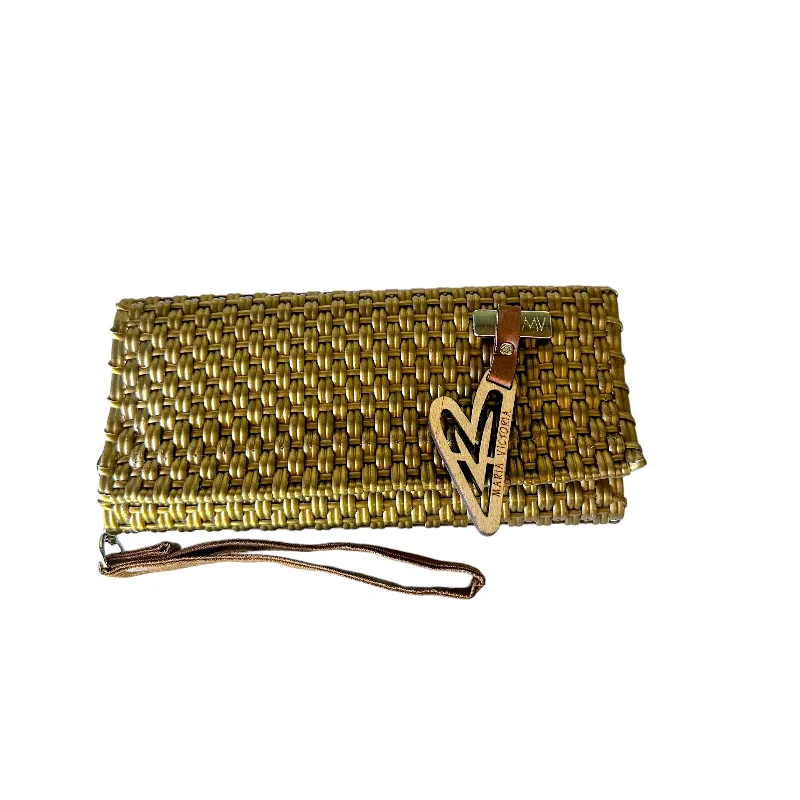 Plus - Size Women's Wallet with a Wrist Strap in Cream for Easy HandlingMaria Victoria | Gold Wallet | Upcycled, Handwoven