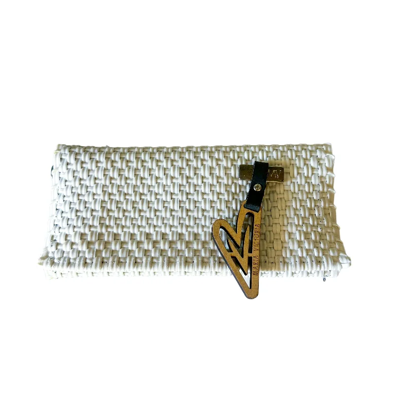 Crossbody Strap Women's Wallet in Black for Hands - Free ConvenienceMaria Victoria | White Wallet | Upcycled, Handwoven