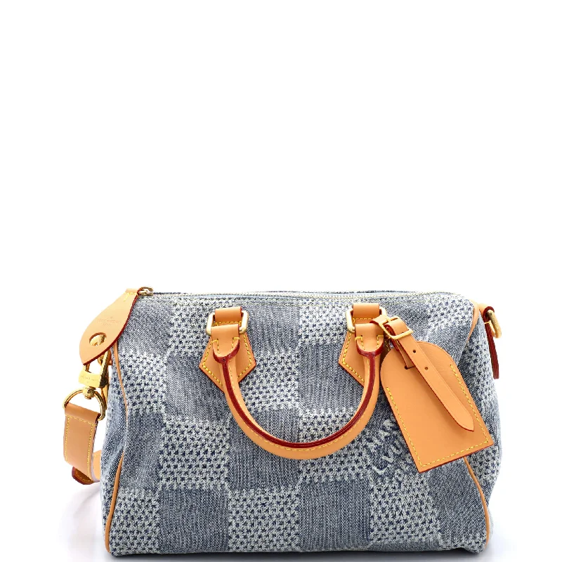 Plus - Size Women's Satchels in Brown with Spacious CompartmentsSpeedy Bandouliere Bag 3D Damier Giant Denim 25