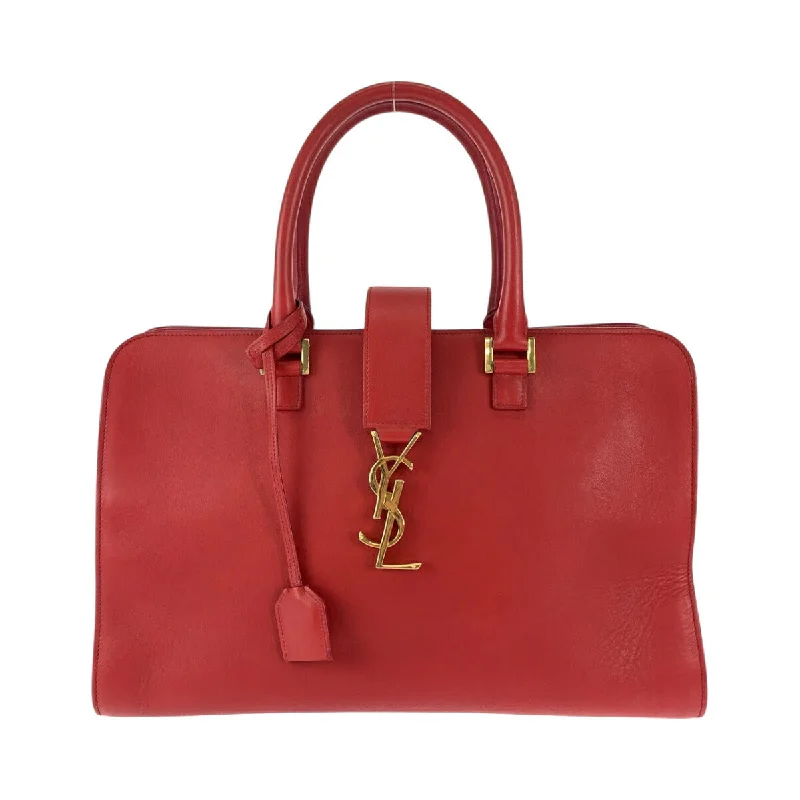 Vegan Leather Women's Satchels in Burgundy with Gold - Tone Hardware for Ethical FashionistasYves Saint Laurent Leather Handbag